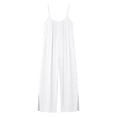 thumbnail image 5 of Sokhug Womens Spaghetti Strap Wide Leg Jumpsuit Loose Fit Sleeveless V Neck Jumpsuit with Side Pockets and Slit Hem, 5 of 5