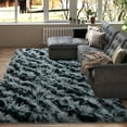 thumbnail image 2 of Jakolive 6x9 ft Black and Gray Fluffy Rug from Solid Shag Line，Ultra-Plush Area Rug Perfect for Kid's Rooms, Cloakrooms. Crafted for Snug Underfoot Feel & Stylish Room Accents, 2 of 8