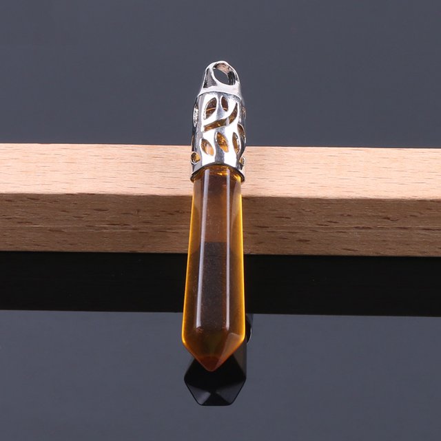 Collier Pendentif Perle Long Hexagonal Point de Guérison Opale Bijoux Hommes Femmes