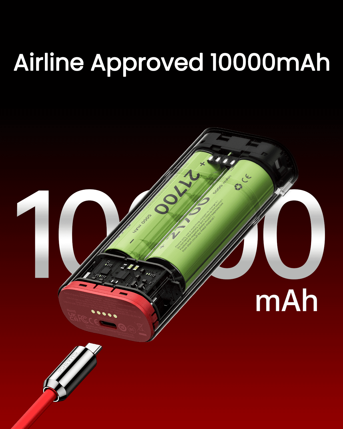 SHARGE Pouch Power Bank 10000mAh 3 in 1 Portable Charger, SUPERVOOC 55W& PD 40W USB C Fast Charging, Co-created with OnePlus Power of Community, Battery Pack for OnePlus 12 Open iPhone 16 15