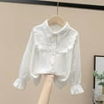thumbnail image 2 of lnmuld Girls Tops Elegant Girls Long Sleeve Party Blouse with Ruffled Detail and Button Down Front for School Size:13-14 Years, 2 of 3
