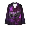 thumbnail image 4 of Moxiu Mardi Gras Pajamas for Women 2025 Loungrwear Set Festivel Long Sleeve Button Down Shirts Pant Carnival Holiday Pjs Sleepwear Multicolor,L, 4 of 5