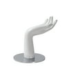 8" Tall Curved Female Display Hand - Gloss White with round chrome base