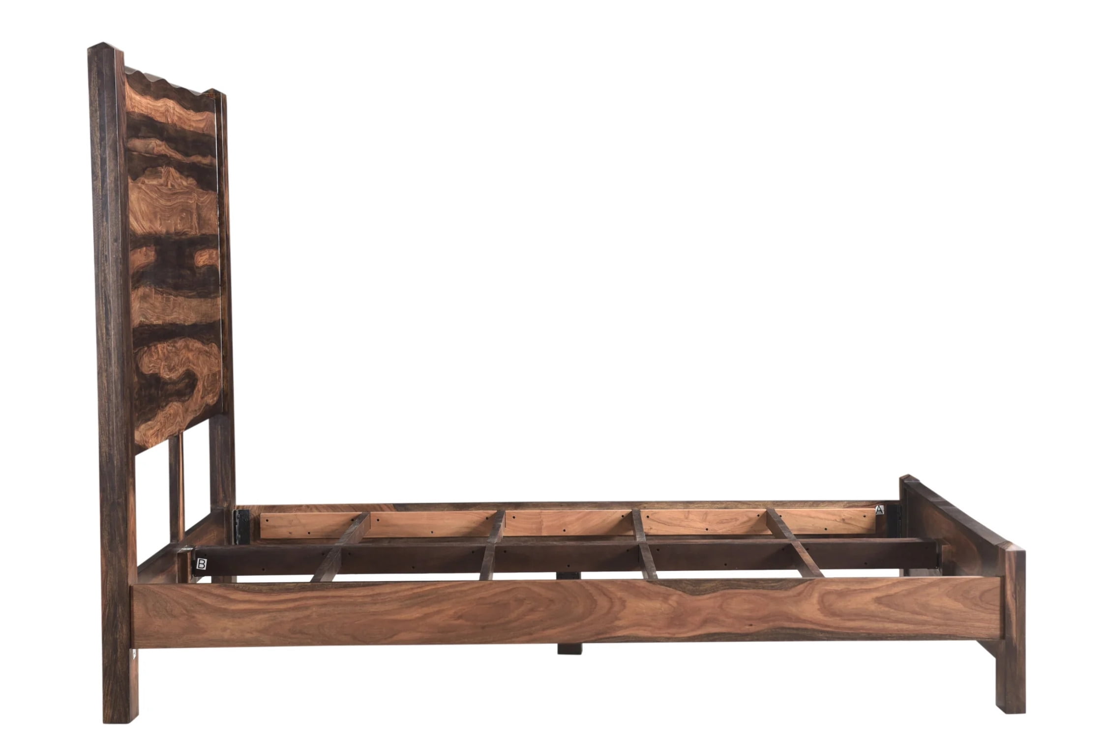 HomeRoots Live Edge Solid Wood Queen Dark Brown Bed