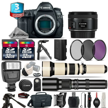Canon EOS 5D Mark IV Camera + 50mm + 650-1300mm + 500mm + 2yr Warranty -64GB Kit (International Version)