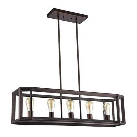 CHLOE Lighting IRONCLAD Industrial-style 5 Light Rubbed Bronze Ceiling Pendant 34