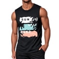 thumbnail image 2 of Beach Tank Tops for Men Sun Salt Sand Graphic Casual Crewneck Sleeveless Shirt Hawaii Tropical Vacation Tops, 2 of 5