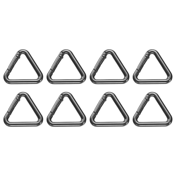 Uxcell 8 Pcs Anillo de Llave de Resorte en Forma de Triángulo de 1.3 Pulgadas, Clip de Resorte de Metal para Llaveros, Bolsas, Carteras, Manualidades, Accesorios de Decoración, Negro