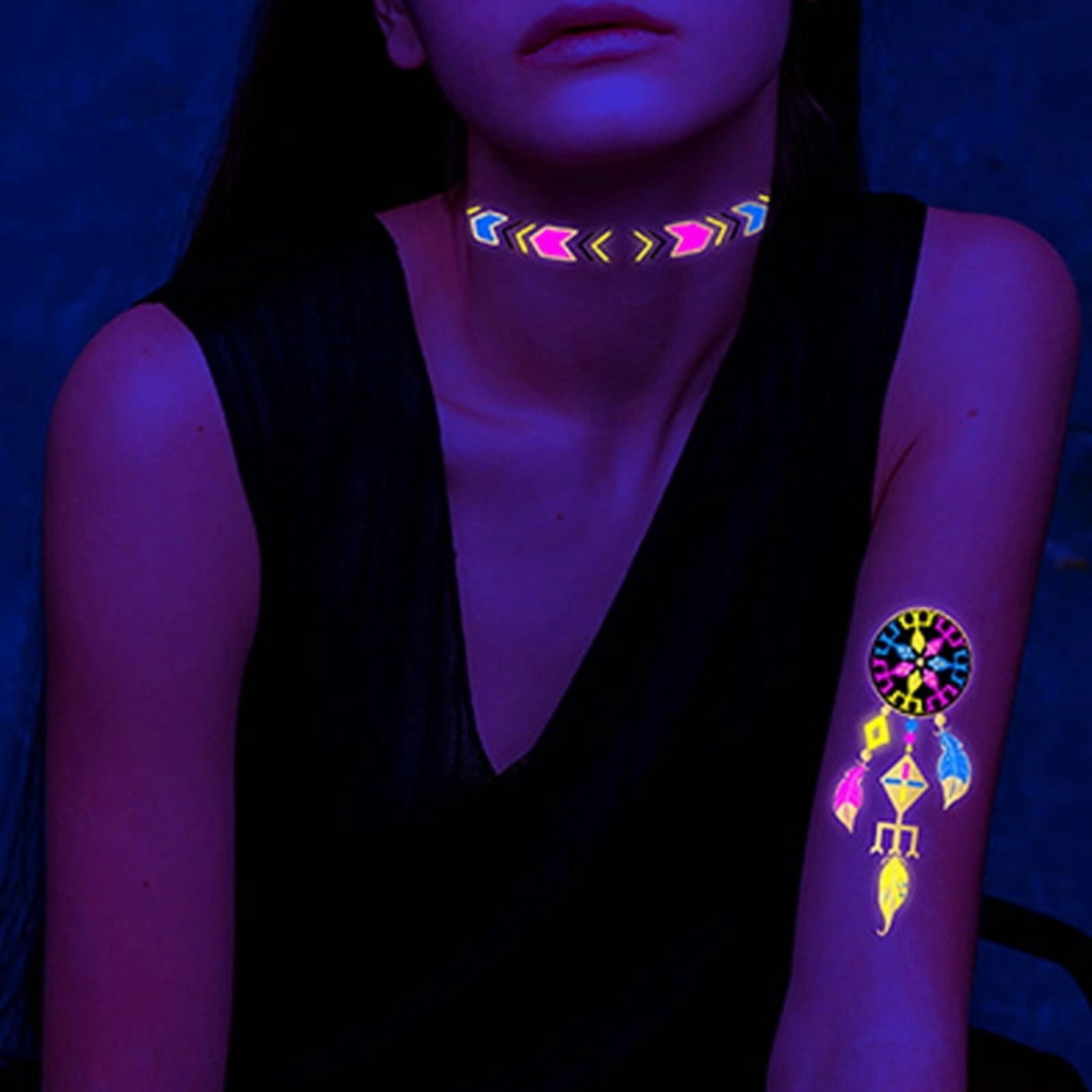 Valentine's Day Fluorescent Skin Temporary Waterproof Art Stickers for Men and Women's Arms and Shoulders Music Concert Bar Party Festival Skin Temporary Decorative Stickers