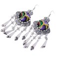 thumbnail image 4 of s bordadas multicolores Boho de s mujeres cuelgan del partido judío Púrpura Hugo Pendientes del perno prisionero cuelga, 4 of 10