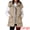 Khaki, variant on Women's Puffer Vest Coat Hooded Zip Up Long Sleeveless Jacket 2XL White