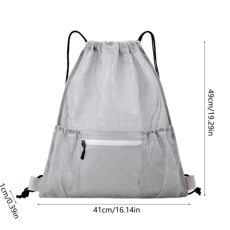 Mesh Drawstring Backpack Gym Bag with Shoes Compartment for  display picture 3