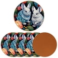 thumbnail image 2 of Animal 6pcs Round Coasters Set, Microfiber Leather Drink Coasters, 11x11 cm/4.3x4.3 in, Heat- Cup Coasters for Tabletop, 2 of 6