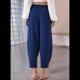 thumbnail image 3 of Pantalones Rectos Holgados Informales de Algodón y , Color Azul Oscuro, Talla L, 3 of 5
