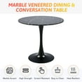 32 Inch Round Small Base Dinner Table w Marble Top & Metal Tulip ...
