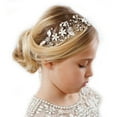 thumbnail image 2 of Baby Girl Flower Pearl Headband - Silver Headpiece for Wedding, Birthday Party, and Photography, 2 of 8