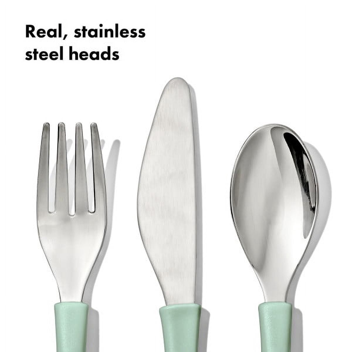 OXO Tot Toddler Stainless Steel 3 Piece Cutlery Set for Big Kids 12+ Months, Opal