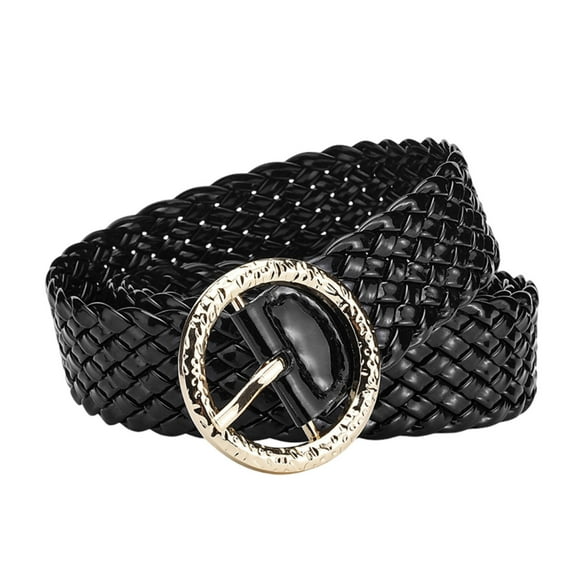 Women's Fashion Woven Belts PU Glitter Braided Faux Leather Adjustable Multiple Holes Comfortable Durable for Dresses Jeans Pants