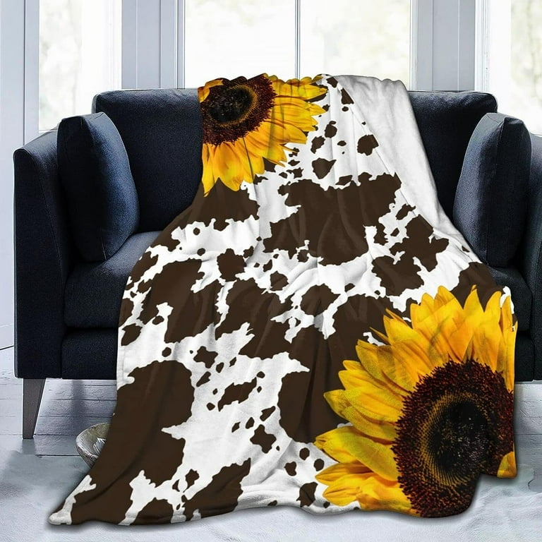 Sdmnsg T Cow and Sunflower Throw Blanket Sunflower Gifts for Women Birthday Gifts for Women Cow Print Stuff Sunflower Blanket Home Decor 80 60 in Walmart