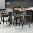 thumbnail image 3 of Gymax Set of 4 Barstools Swivel Bar Height Chairs with Rubber Wood Legs Black, 3 of 10