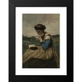 thumbnail image 2 of Jean-Baptiste-Camille Corot 14x18 Black Modern Framed Museum Art Print Titled - A Woman Reading (1869), 2 of 5