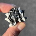 thumbnail image 6 of MATROOY Natural Black Zebra stone Lotus flower skull Quartz Crystal Skull Healing 1PC, 6 of 9