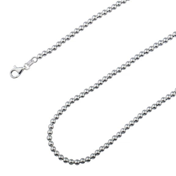 925 Sterling Silver, Ball Bead Chain 3mm Necklace - Hypoallergenic and Tarnish Resistant - By Oliver & Navy