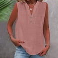 thumbnail image 2 of Nestiefly Gauze Tank Tops for Women V Neck Sleeveless Cotton Linen Tops Summer Dressy Casual Work Blouses Boho Top Pink 2XL, 2 of 6