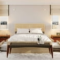 thumbnail image 4 of Brafab Natural Rattan Queen Bed Frame with Wooden Headboard and 4 Storage Drawers, Boho Cane Bed Metal Platform Bed with Strong Wooden Slat Mattress Foundation, Noise Free, No Box Spring Needed…, 4 of 8