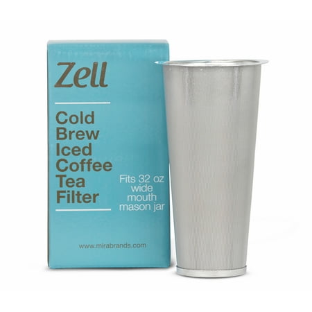 40.5 Ounce Coffee Pot - Cold Brew Coffee Maker, Iced Coffee & Tea Maker Infuser for Mason Jars | Durable Fine Mesh Stainless Steel Coffee Maker Filter (Stainless Steel - Tapered, For 32 oz Wide Mouth Mason Jars)