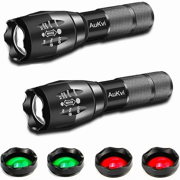 ZC3-Color-Light Flashlight Tactical Flashlight with Red Green Filter Zoom 2000 lumens 5 Modes Waterproof Flashlight