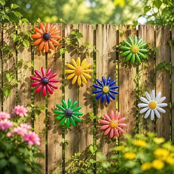 Dvumao Home Decor, Outdoor Garden Courtyard Wrought Iron Sunflower Villa Decoration Inventive Gardening Wall Hanging