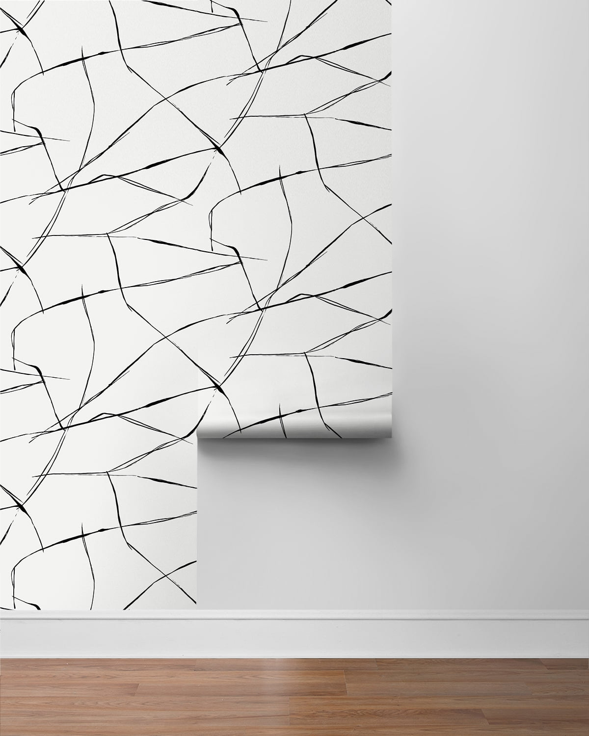 NextWall Ebony & Eggshell Inkwork Abstract Peel and Stick Wallpaper
