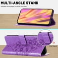thumbnail image 3 of ELEHOLD for iPhone 13 Case Wallet with Wrist Strap, Butterfly Embossed PU Leather Folio Flip Case with Magnetic Closure Credit Card Holder Kickstand,Purple, 3 of 6