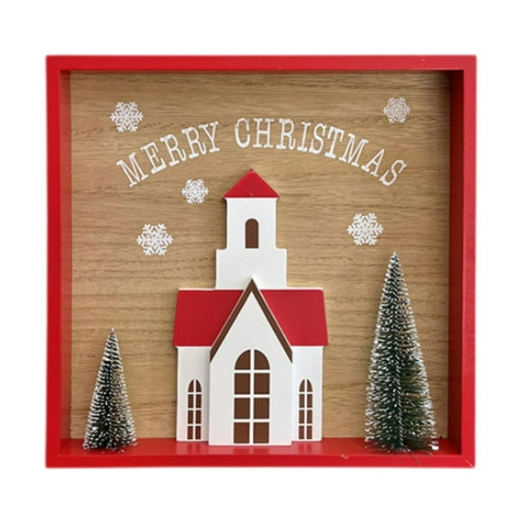 KLKCMS Christmas Decoration Box Sign Frame Sign Christmas Sign for Desktop Shelf Indoor Red Frame