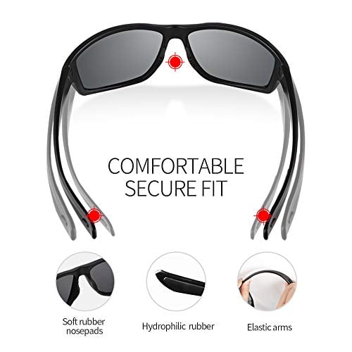 CoolChange Polarized Sports Sunglasses TR90 Lightweight Frame|UV400 Protection|Ergonomic Fit Sport Glasses for Men Women