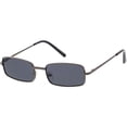 thumbnail image 2 of Classic Small Metal Rectangle Sunglasses Neutral Colored Flat Lens 54mm (Gunmetal / Smoke), 2 of 4
