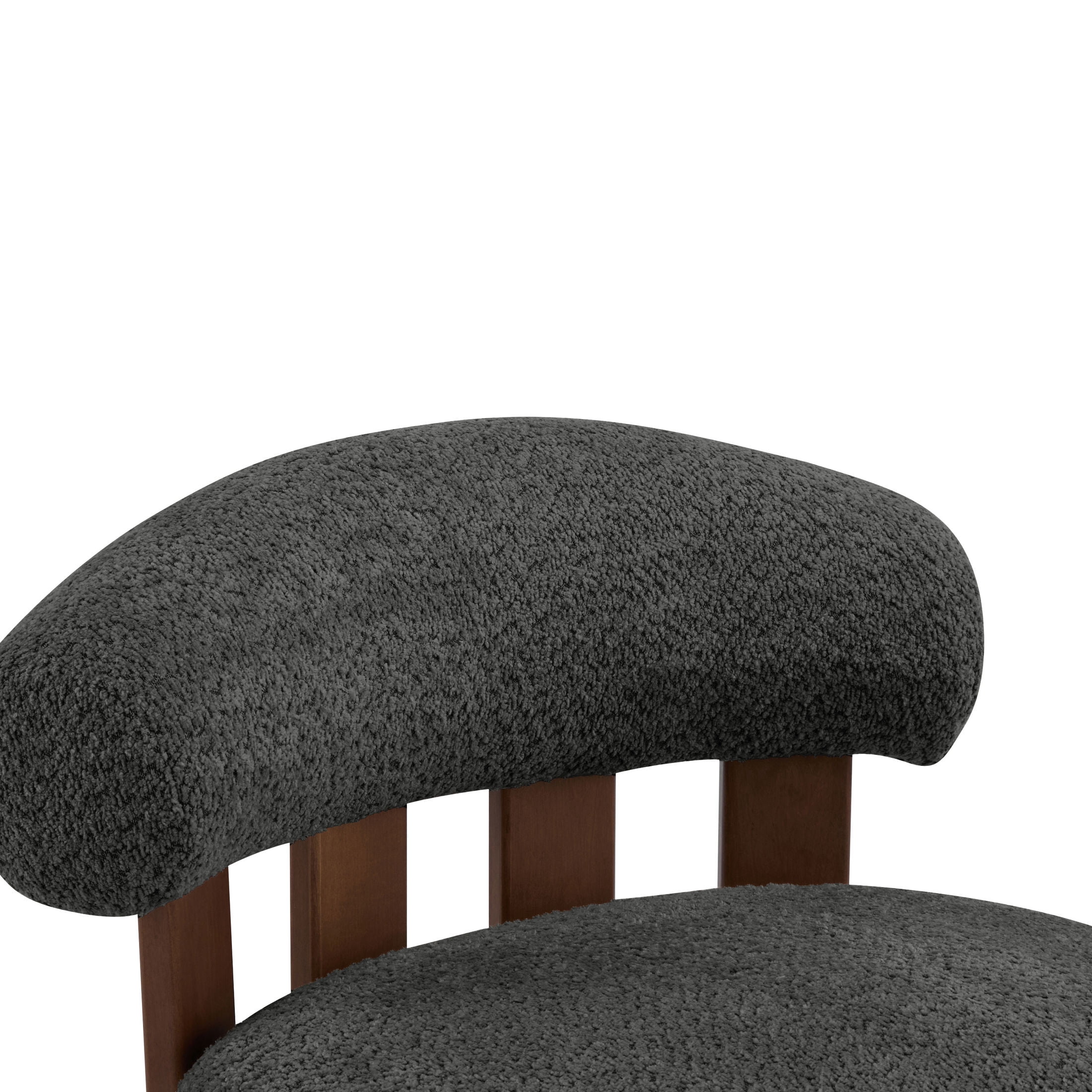 Christopher Knight Home Modern Boucle Slipper Accent Chair with Upholstered Plush Seat, Wood Legs, Dark Gray, Set of 2