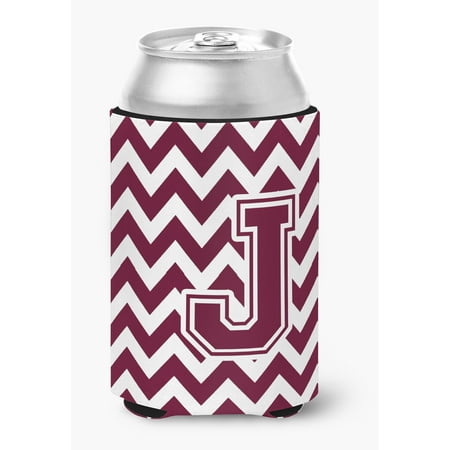 

Letter J Chevron Maroon and White Can or Bottle Hugger