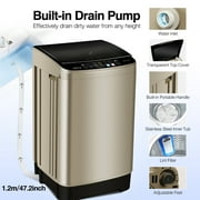 GGTB Portable Washing Machine for Apartments, 20 lbs Full Automatic Clothes Washer Machine,1.9 Cu.ft Top Load Washer with 10 Wash Programs/8 Water Levels, Coffee Gold