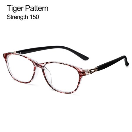 Women Elegant Portable Zebra Pattern Eye Protection Anti-Blue Light Eyeglasses Reading Glasses Ultra Light Frame TIGER PATTERN STRENGTH 150