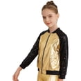 thumbnail image 4 of CHICTRY Girls Boys Sequins Metallic Bomber Flight Jacket Hip Hop Jazz Dance Coat A Gold 14, 4 of 7