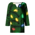 thumbnail image 5 of Mifsaly Plus Size Christmas Shirts for Women 3/4 Sleeve Xmas Santa Print T-Shirts Xmas 3 Buttons V-Neck Snowflake Graphic Tops Loose Fit Tops Funny Party Festival Outfits, 5 of 5