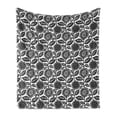 thumbnail image 1 of Floral Soft Flannel Fleece Blanket, Minimalist Toned Flowers Spring Blooms Opening Folk Art Hand Drawn Like, Cozy Plush for Indoor and Outdoor Use, 50" x 70", Charcoal Grey and White, by Ambesonne, 1 of 6