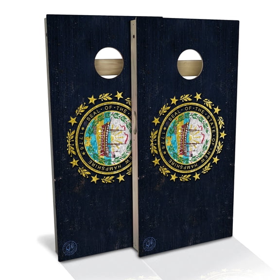 Skip's Garage | New Hampshire Flag Cornhole Board Set | Includes Boards & Bags | Choose Your Size & Accessories
