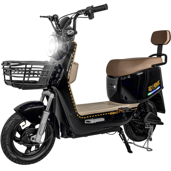 Bicicleta Electrica Luz Led Scooter 50 Km/h 500 W 3 Velocidades Café Bizmo