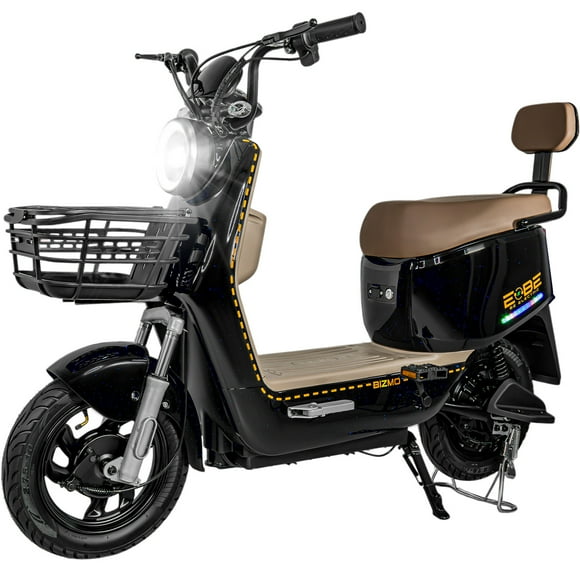 Bicicleta Electrica Luz Led Scooter 50 Km/h 500 W 3 Velocidades Café Bizmo
