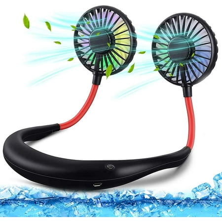 

Portable Neck Fan USB Rechargeable Fan with 3 Speeds Adjustable Neck Fans Portable Rechargable Prime with LED Lights
