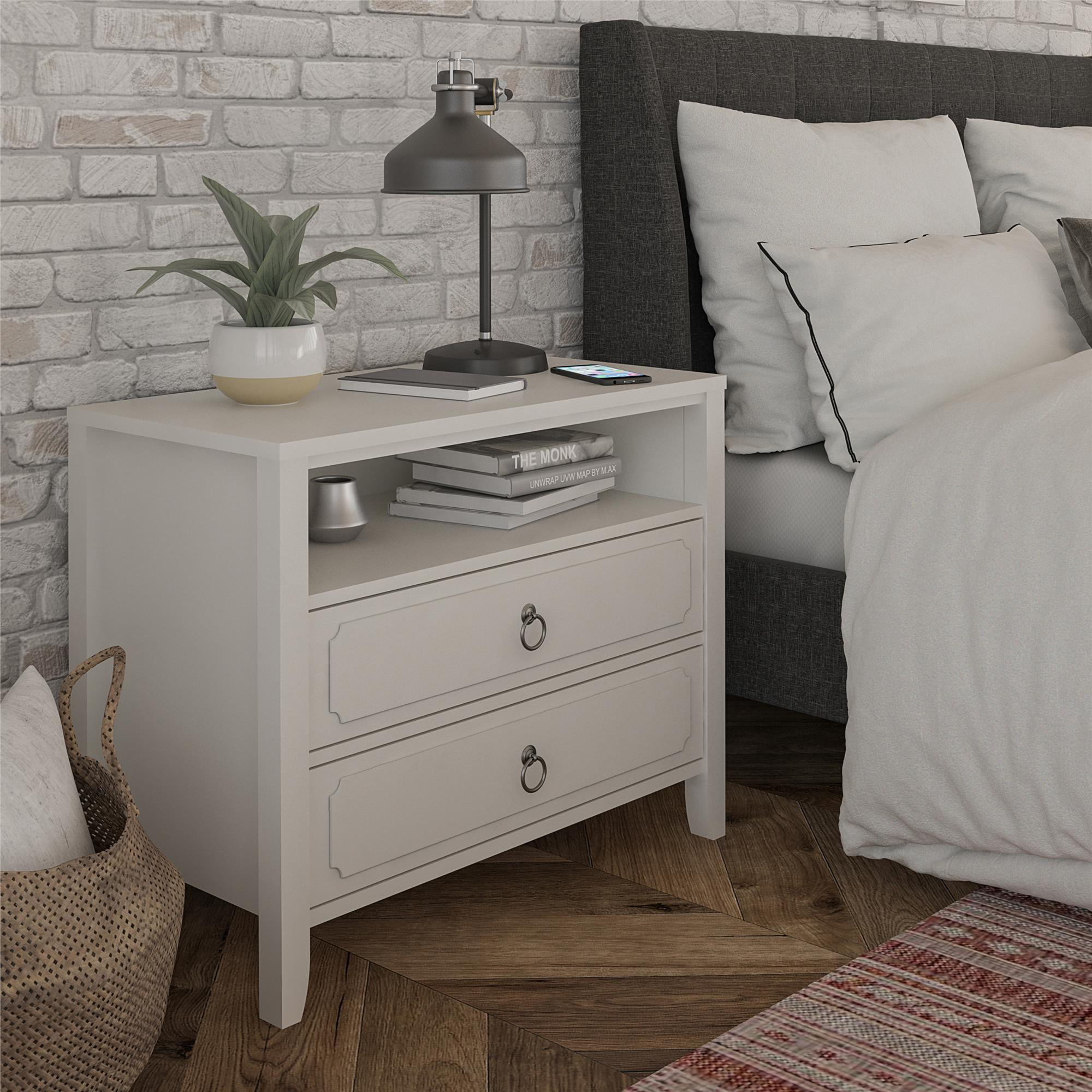 Novogratz Her Majesty 2 Drawer Nightstand, Soft White