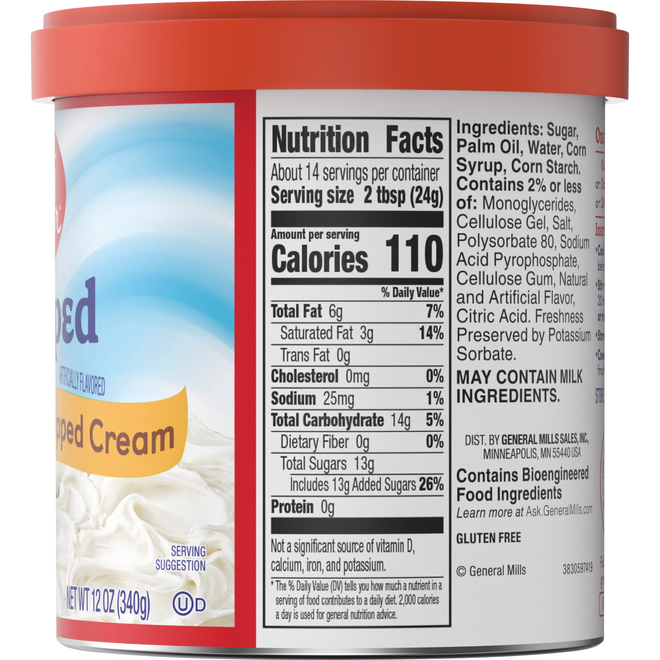 Betty Crocker Whipped Cream Frosting, Gluten Free, 12 oz